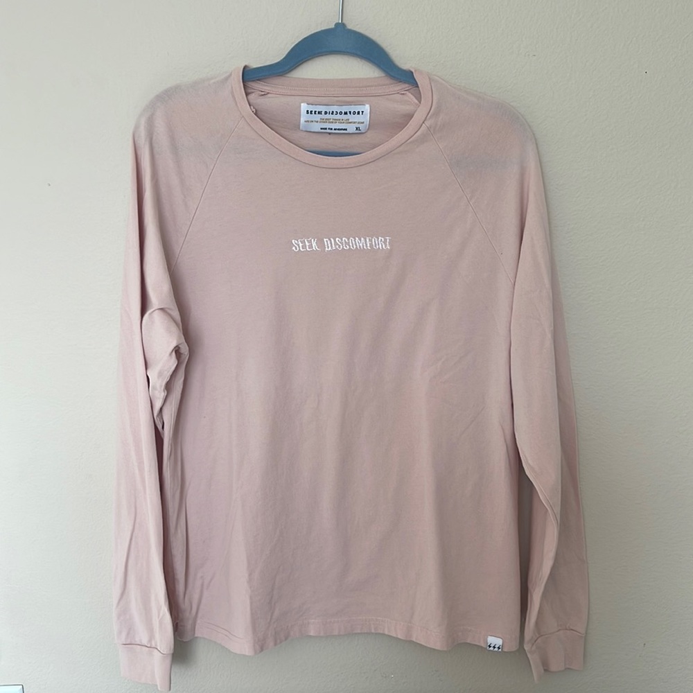 Long Sleeve (Pink) Seek Discomfort (Center Logo) Top (XL)